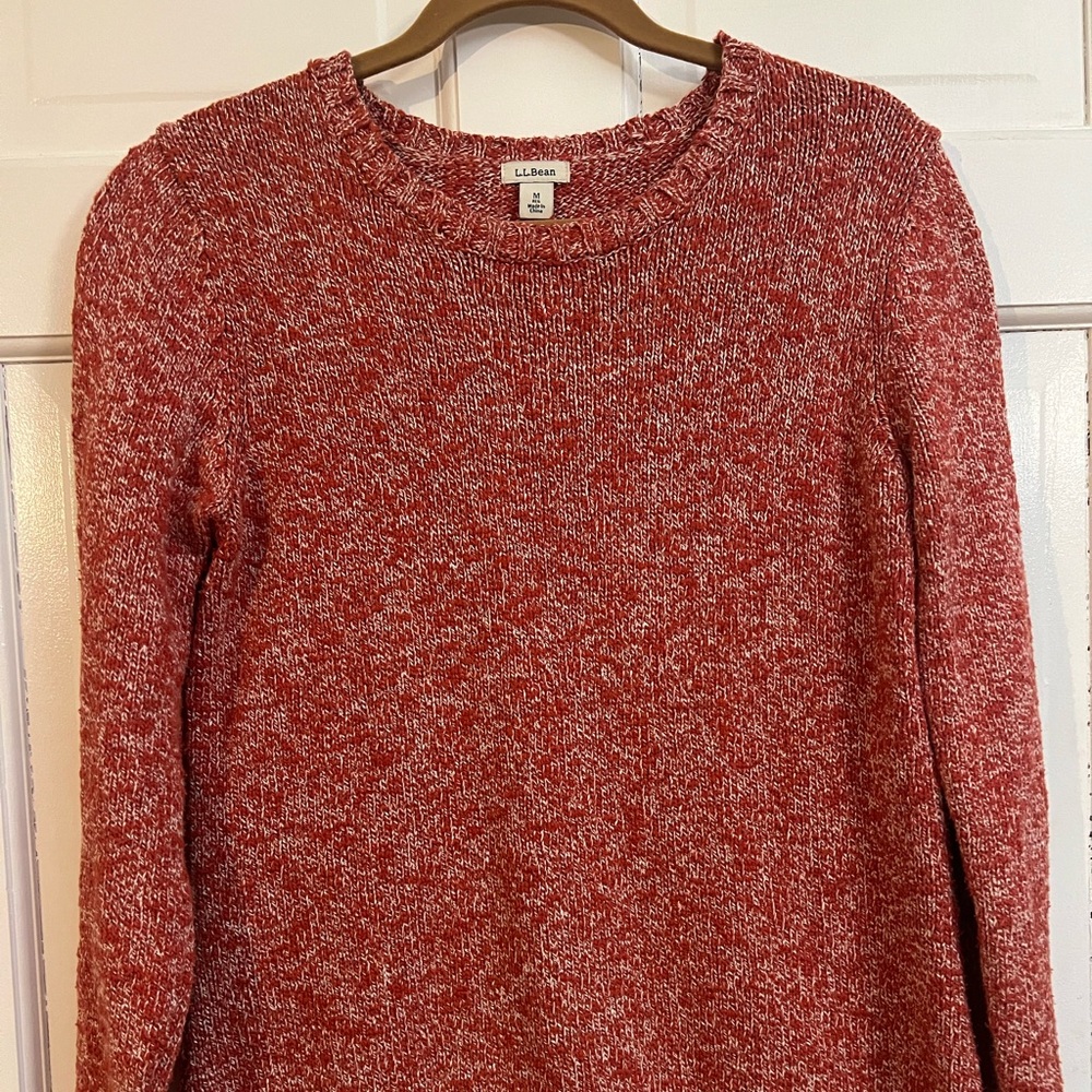 L.L. Bean Marled Red Crew Neck Sweater
